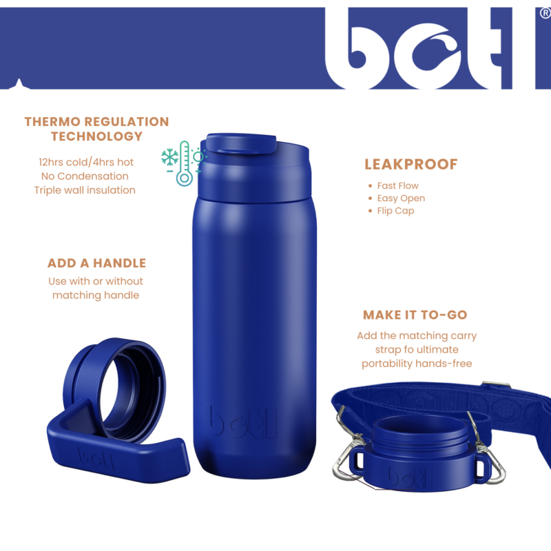 600ml Brew Flask - Reusable insulated leakproof cup with handle and carry strap - Prince - Image 3