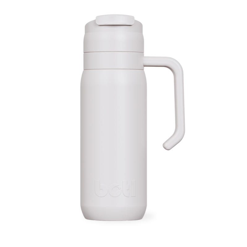 600ml Brew Flask - Reusable insulated leakproof cup with handle and carry strap - Mushroom