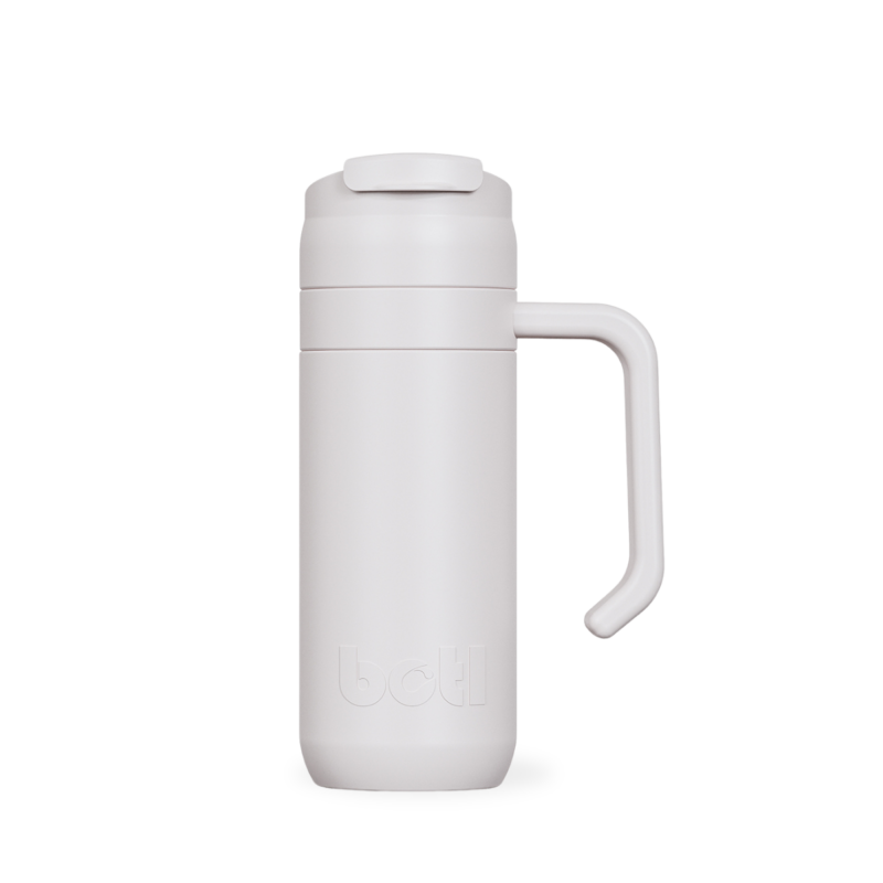 400ml Brew Flask - Reusable insulated leakproof cup with handle and carry strap - Mushroom